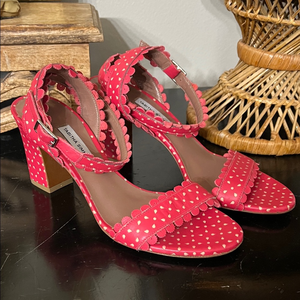 Tabitha Simmons Leticia red leather ankle strap sandals.
Sz 36.5 / 6.5